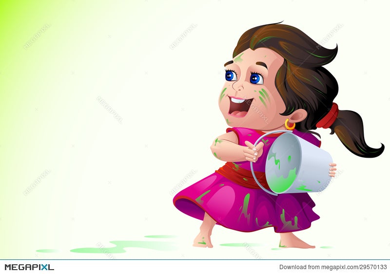 Kids Playing Holi Festival Illustration 29570133 - Megapixl