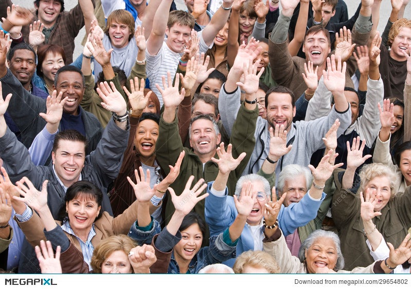 Multi Ethnic People Raising Hands Together Stock Photo 29654802 - Megapixl