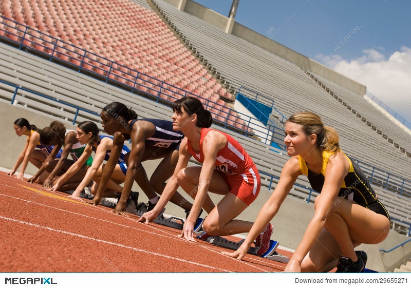 runner in starting blocks