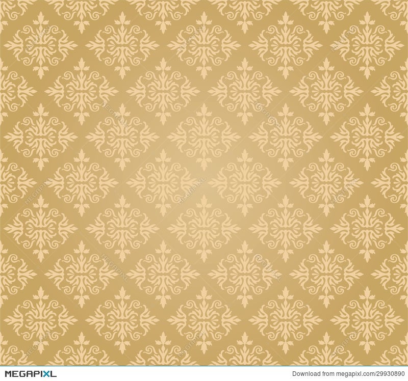 Seamless Golden Floral Wallpaper Pattern Illustration 29930890 - Megapixl