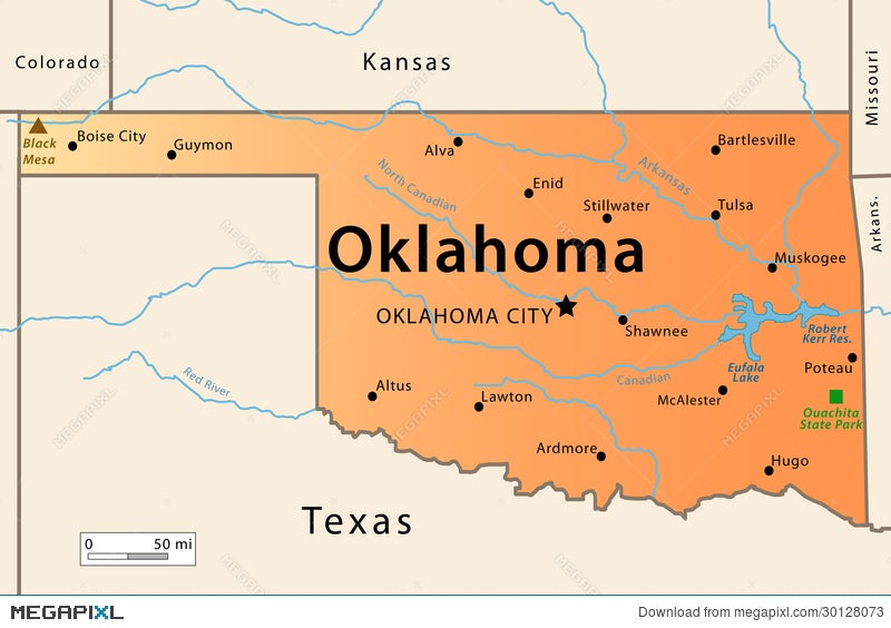 Oklahoma Map Illustration 30128073 Megapixl