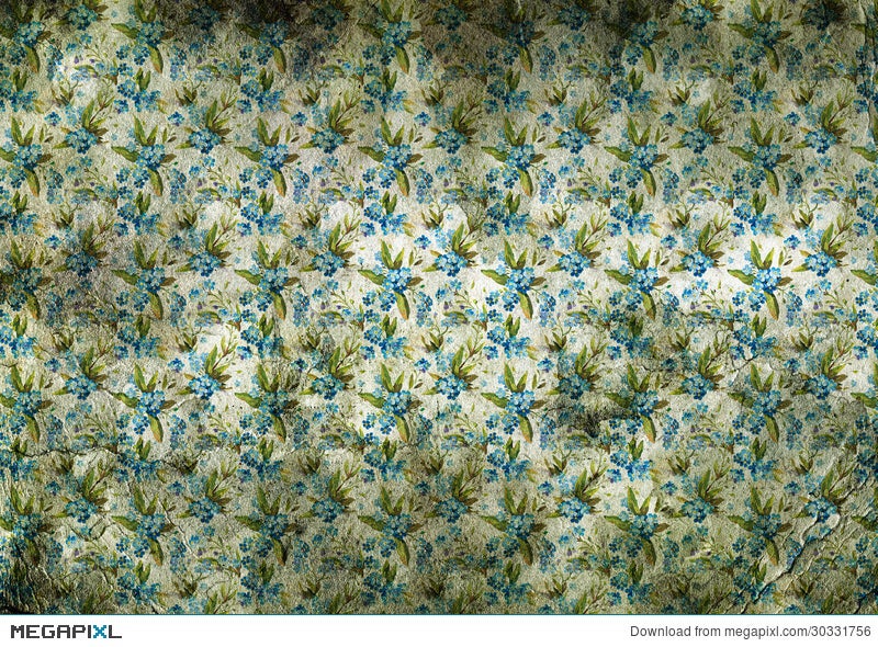 Vintage Wallpaper With Little Blue Flowers Stock Photo 30331756 Megapixl