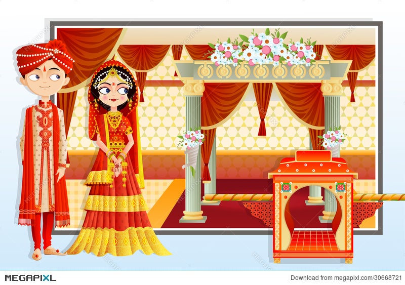 Indian Wedding Couple Illustration 30668721 - Megapixl