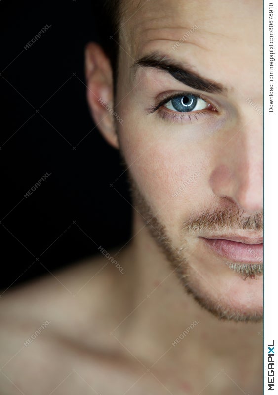 Beautiful Young Man Half Face Stock Photo Megapixl