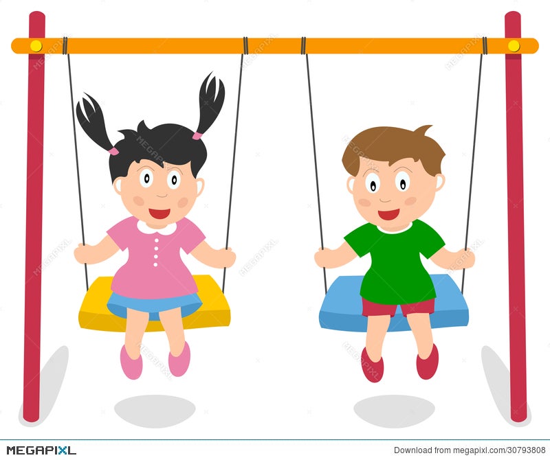 Boy And Girl Playing On Swing Illustration 30793808 - Megapixl