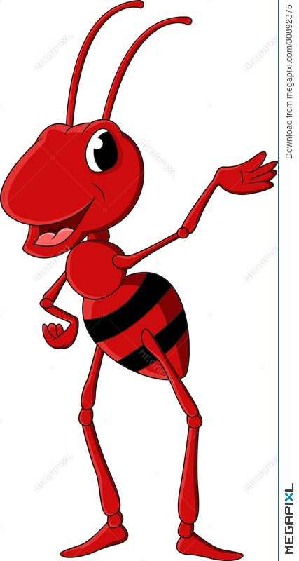 Illustration Of Happy Ant Cartoon - Free Download Vector PSD and Stock