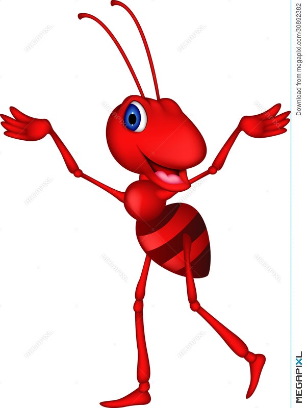 Illustration Of Happy Ant Cartoon - Free Download Vector PSD and Stock