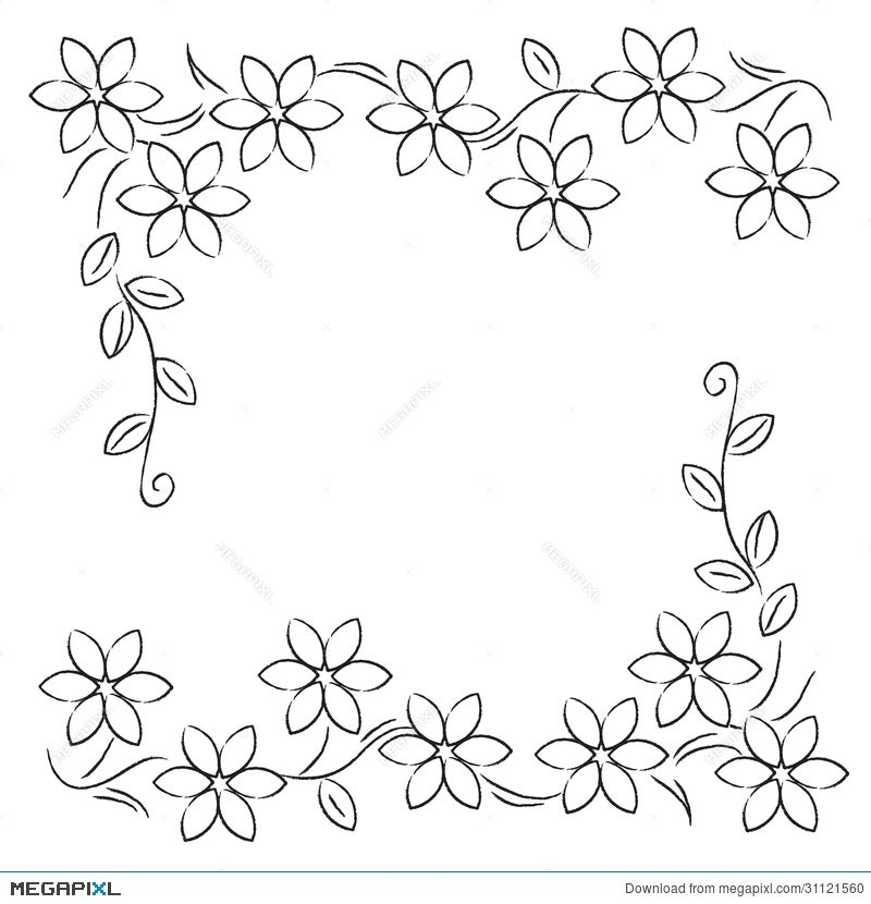 Floral Lineart Hd Transparent, Wedding Simple Lineart Floral Border, Floral  Drawing, Border Drawing, Floral Sketch PNG Image For Free Download