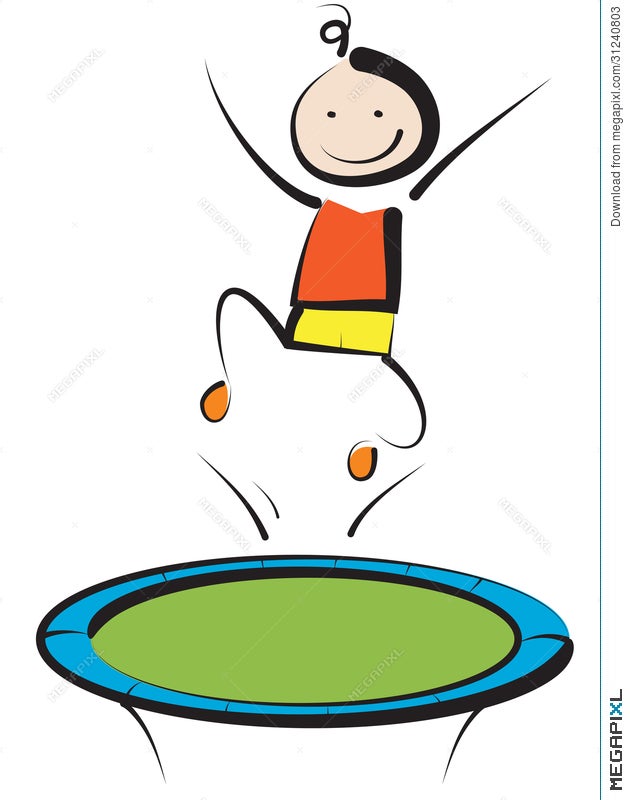 Boy Jumping On Trampoline Illustration 31240803 - Megapixl
