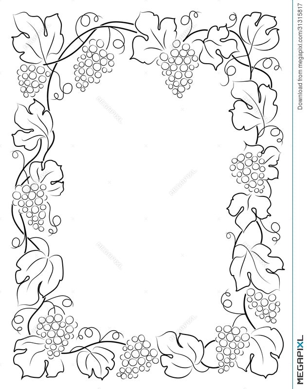 calligraphy flourish clipart with grapes