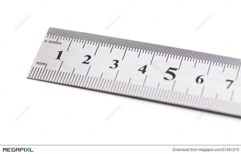 Realistic Metal Ruler of 30 Centimeters and a Metal Ruler of 12