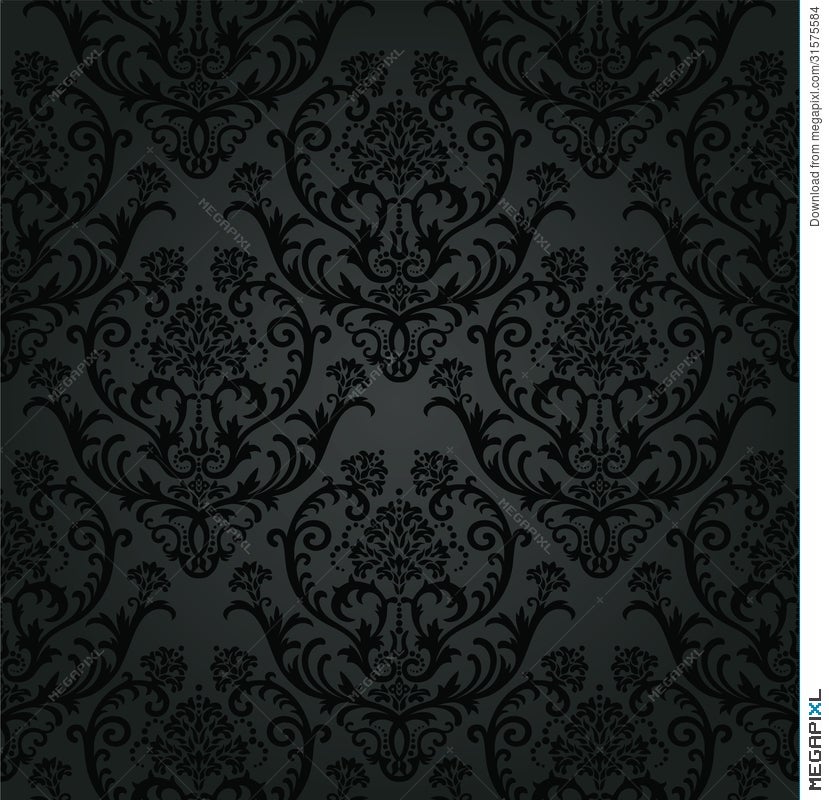 Luxury Black Charcoal Floral Wallpaper Pattern Illustration 31575584 Megapixl