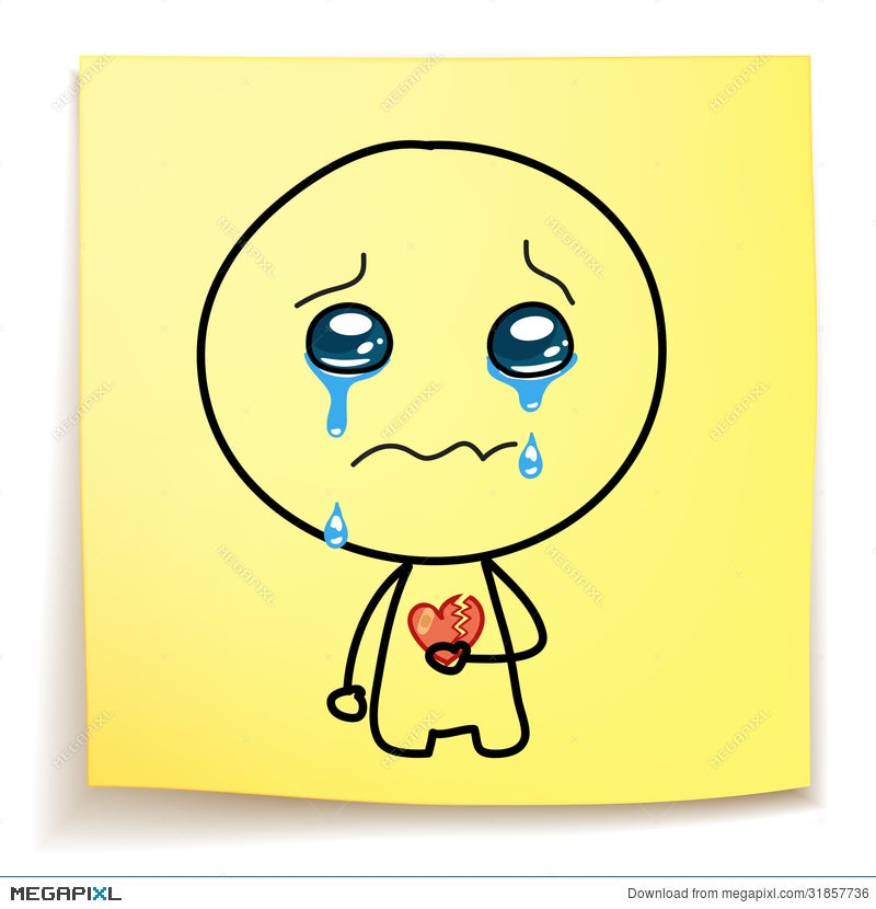 Hand Drawn Cartoon - Crying With A Broken Heart Illustration 31857736 -  Megapixl