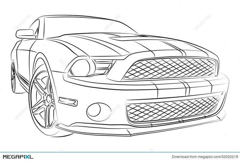 Premium Vector  A mustang car vector illustration line art