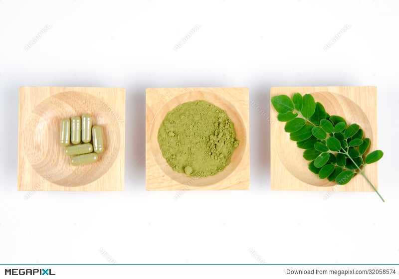 Leaves Of The Bitter Cucumber Chinese Moringa Oleifera Lam Processed Into Bitter Cucumber Chinese Powder Packed In Capsules Stock Photo 32058574 Megapixl