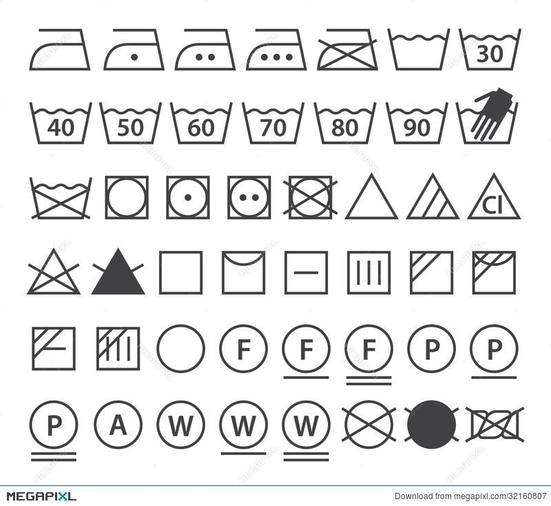 Set Of Washing Symbols (Laundry Icons) Illustration 32160807 - Megapixl