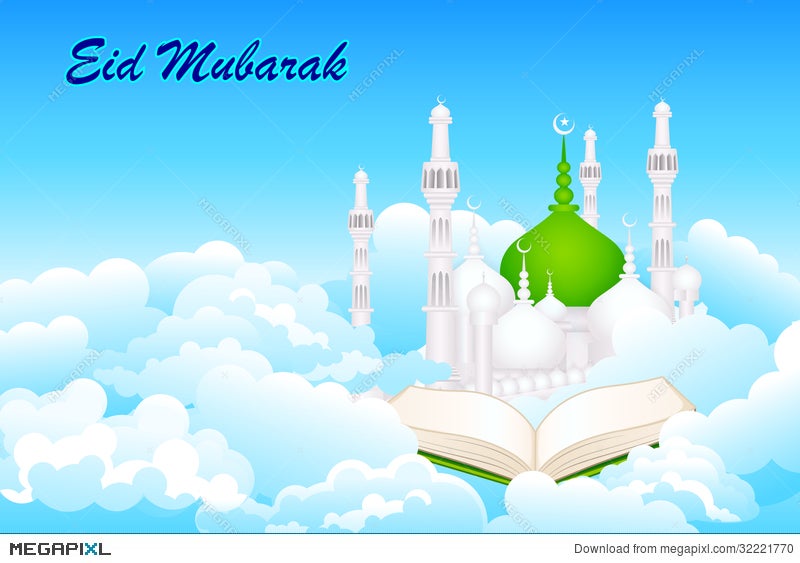 Quran On Eid Mubarak Background Illustration 32221770 - Megapixl