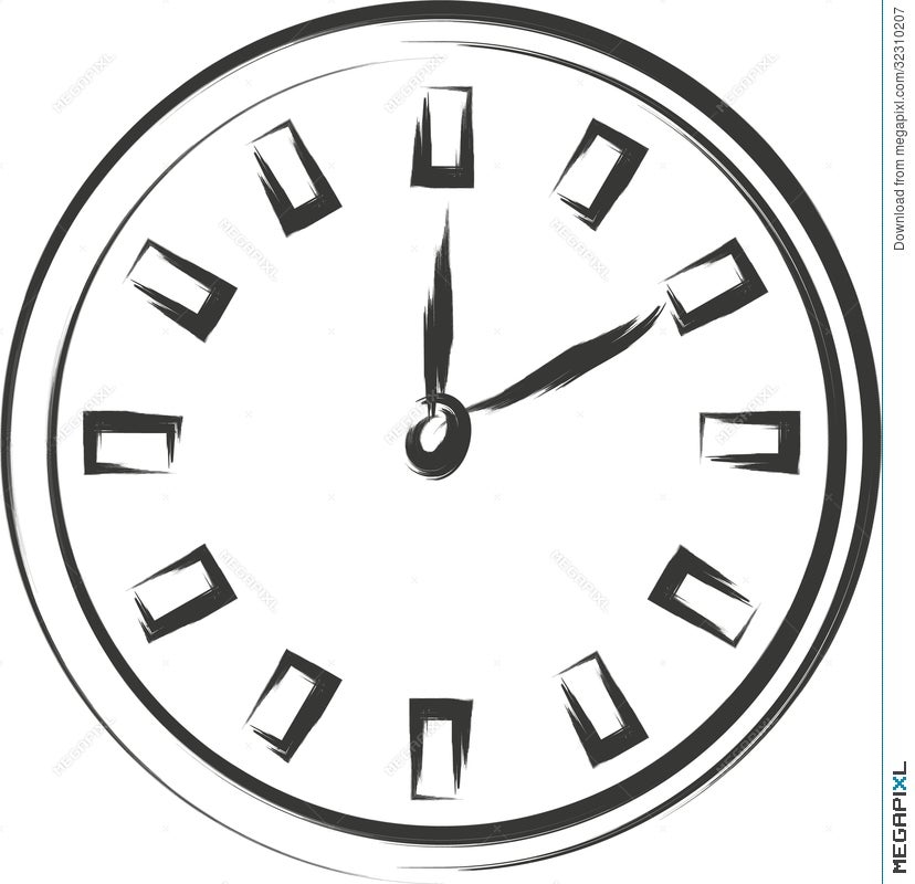 Clock sketch stock illustration. Illustration of icon - 32310207
