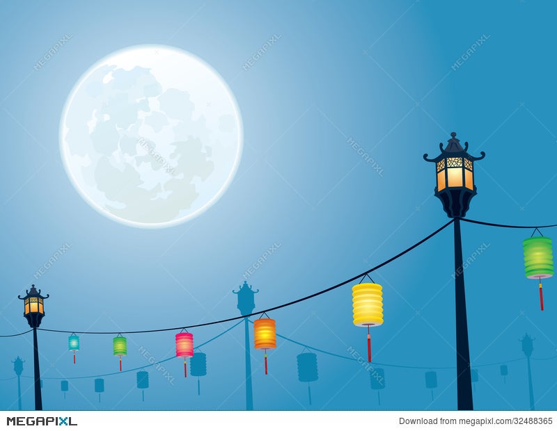 Full Moon Night Mid Autumn Festival Illustration 32488365 Megapixl