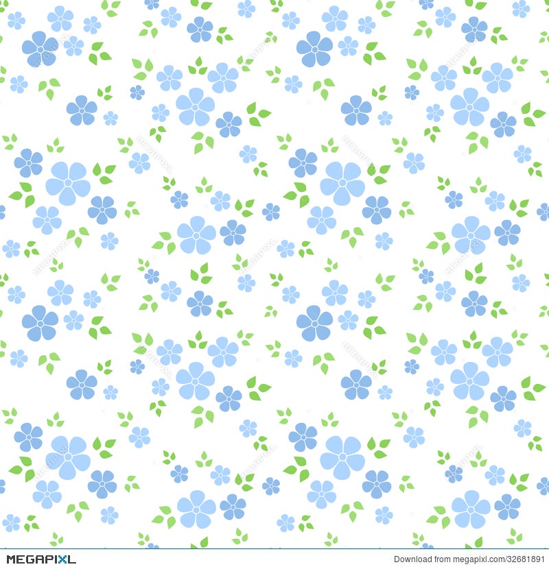 Seamless Pattern With Small Blue Flowers. Vector I Illustration 32681891 -  Megapixl