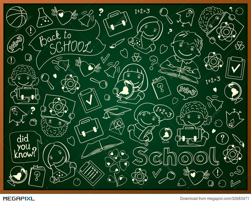 Vector Background With School Blackboard Illustration 32683471 Megapixl