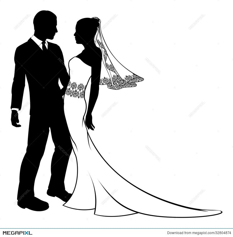 Line Drawing of Wedding Couple Stock Image - Illustration of diagram,  affection: 270731889