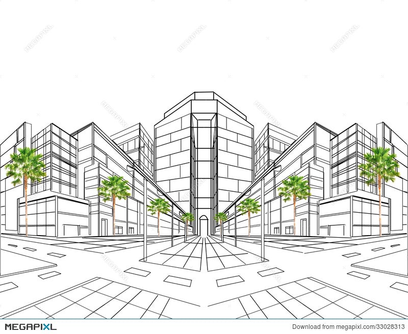 Modern house building sketch architectural perspective Vector illustration  12994730 Vector Art at Vecteezy