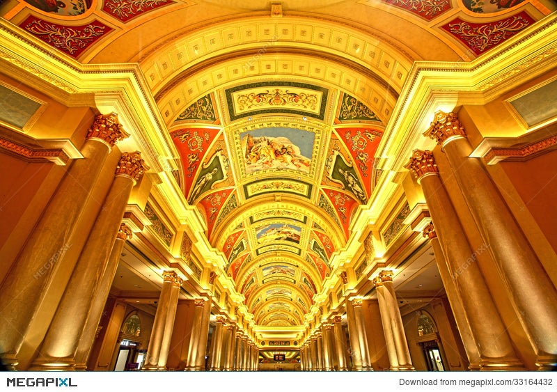 Beautiful Painting On The Ceiling At The Venetian Hotel