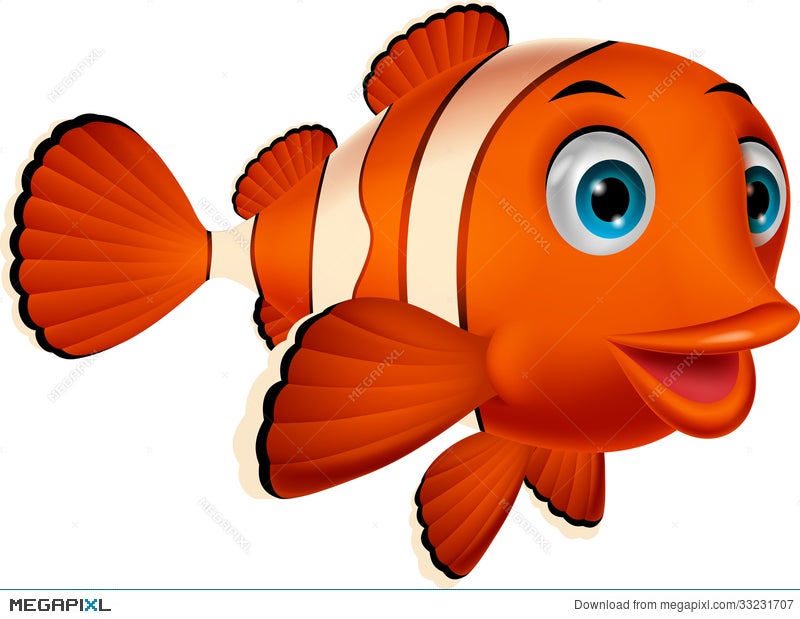 Cute Clown Fish Cartoon Illustration 33231707 - Megapixl