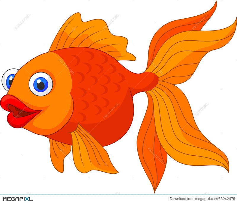 Cute Golden Fish Cartoon Illustration 33242475 - Megapixl