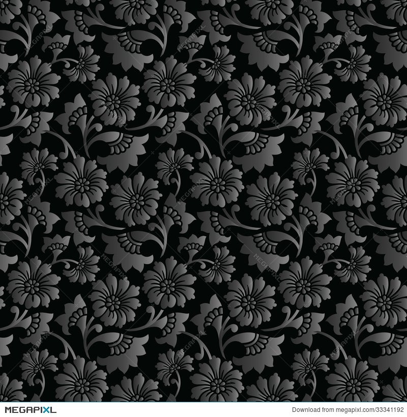 Seamless Royal Black Floral Wallpaper Illustration 33341192 - Megapixl
