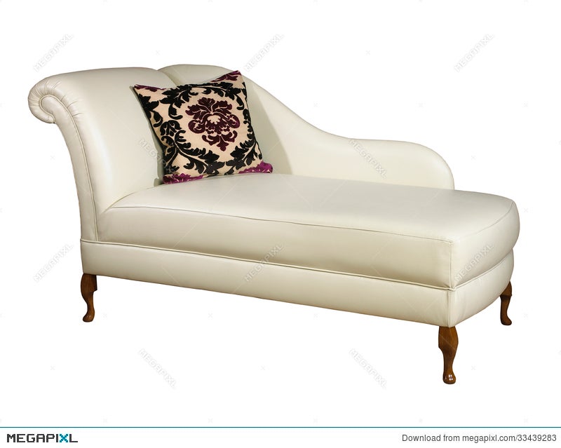Cream Leather Chaise Isolated On White Background Stock Photo Cream Leather Chaise Isolated On White Background