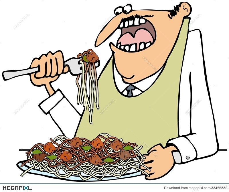 Man Eating Spaghetti Illustration 33456832 - Megapixl