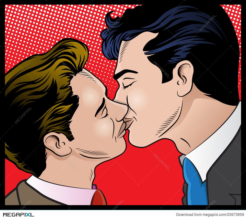 Pop Art Style Gay Men Kissing Illustration 33973859 - Megapixl