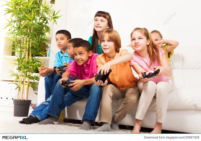 friends playing video games clipart