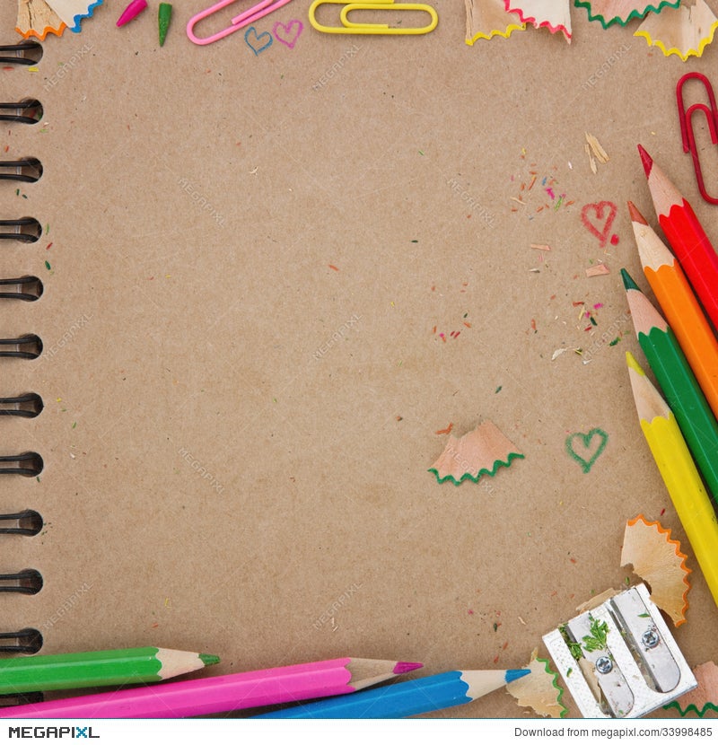 Back To School Background With Brown Notebook Stock Photo 33998485 -  Megapixl