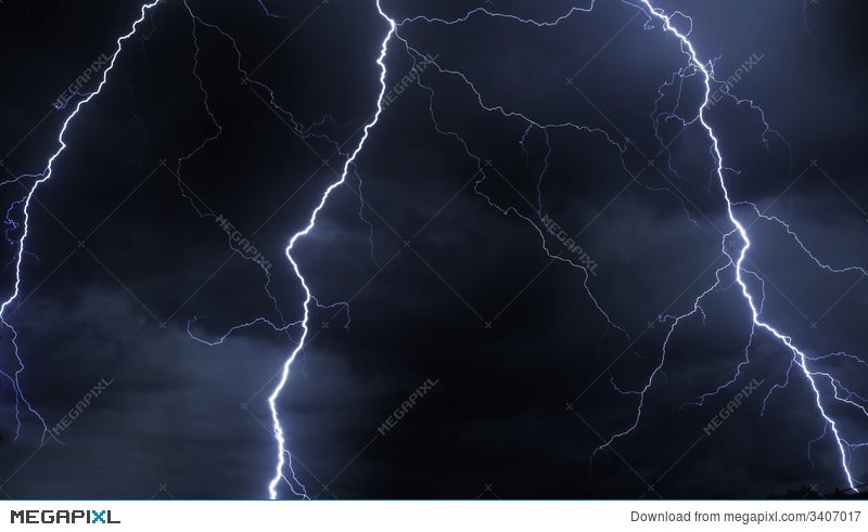 Lightning In Stormy Sky Stock Photo 3407017 - Megapixl