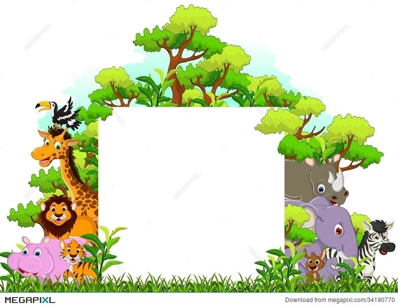 cartoon forest background with animals