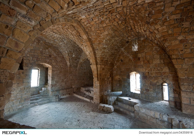 Interior Of Old Castle In Saida Lebanon Stock Photo Megapixl