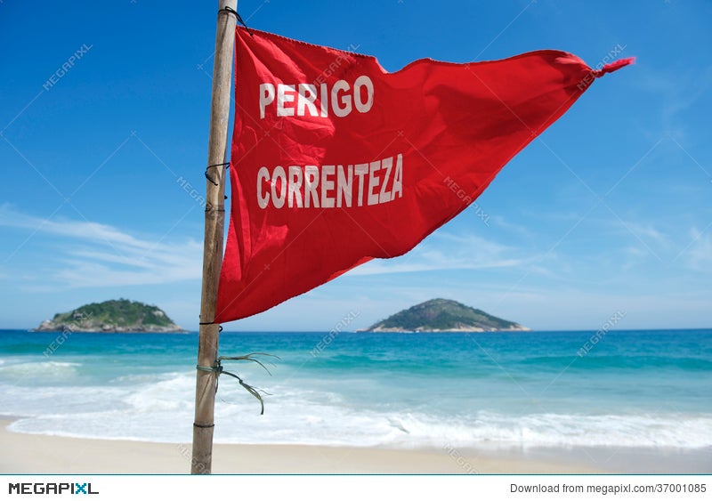 Red Flag Danger Ipanema Beach Rio De Janeiro Brazil Stock Photo Megapixl