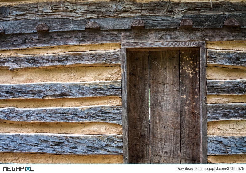 Rustic Log Cabin With Door Stock Photo 37353575 Megapixl