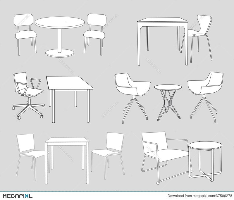 Illustration explaining how to draw the perspective of a round table and  chairs  RIBA pix