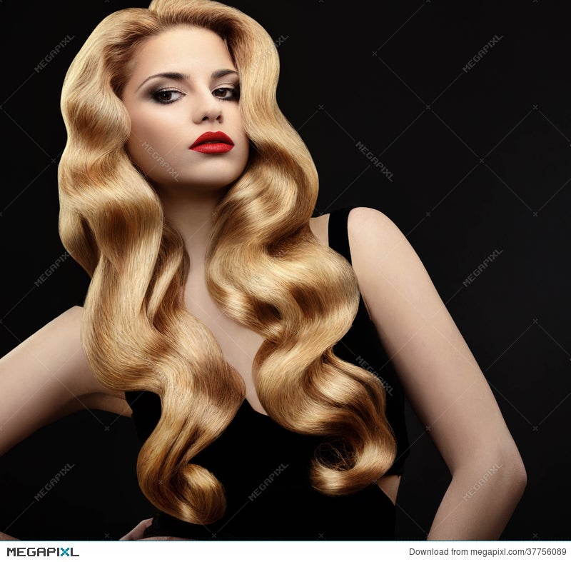 Blonde Hair. Portrait Of Beautiful Woman With Long Wavy Hair. Stock Photo  37756089 - Megapixl