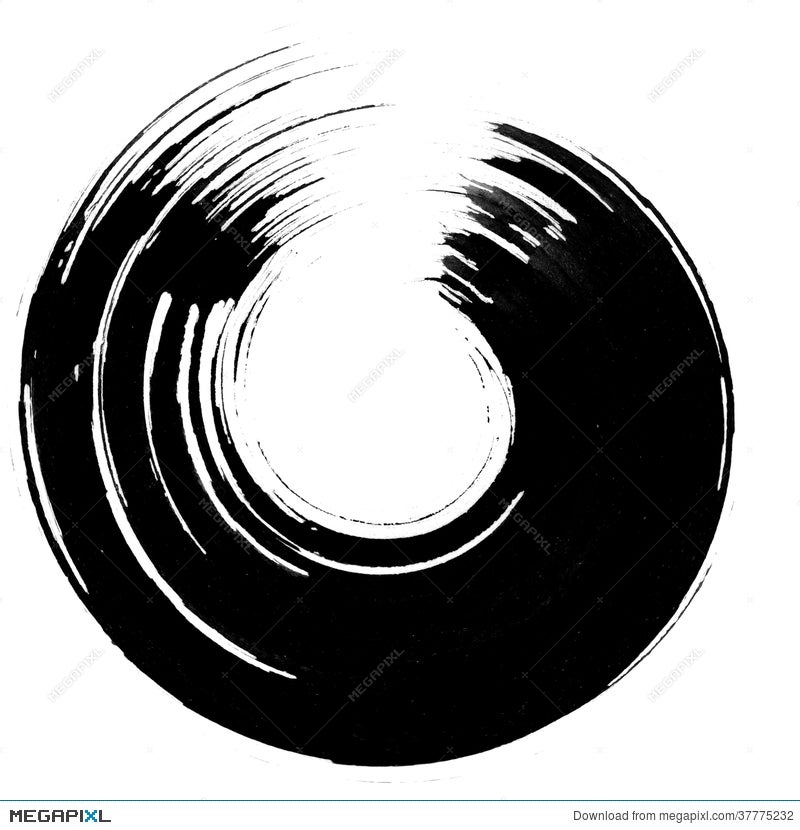 Round Black Painting Brush Stroke On White Illustration 37775232