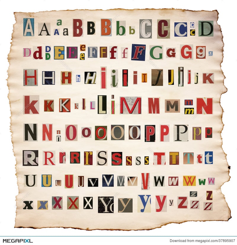 alphabet letters made of newspaper magazine stock photo 37895907 megapixl