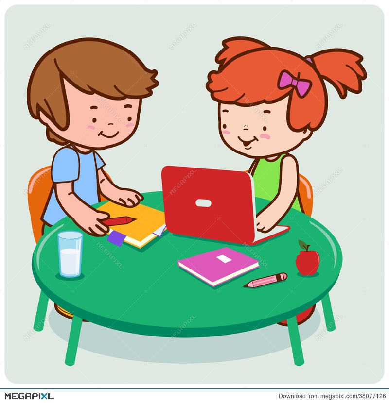 Kids Studying Illustration 38077126 - Megapixl