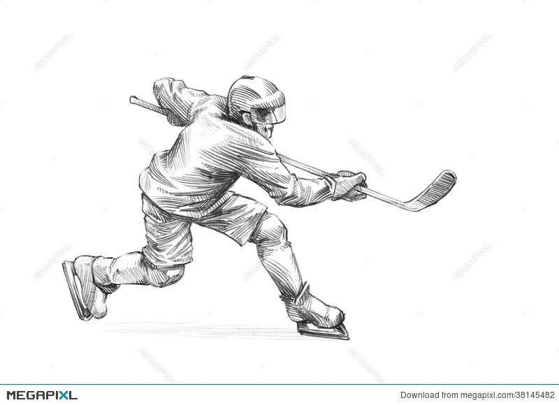 Ice Hockey Player, Isolated Vector Silhouette, Ink Drawing Royalty Free  SVG, Cliparts, Vectors, and Stock Illustration. Image 181620435.