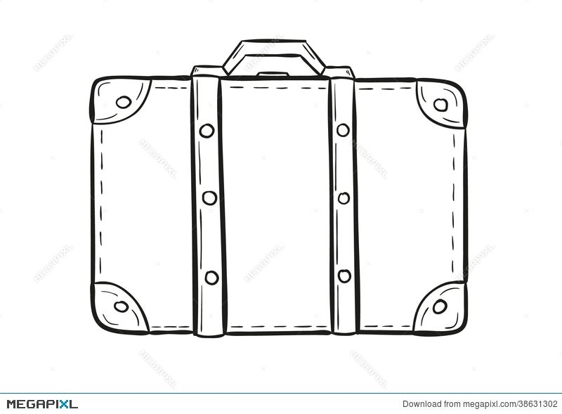 Hand drawn sketch of retro suitcase in brown color isolated on white  background. Detailed vintage style drawing. Vector illustration Stock  Vector Image & Art - Alamy