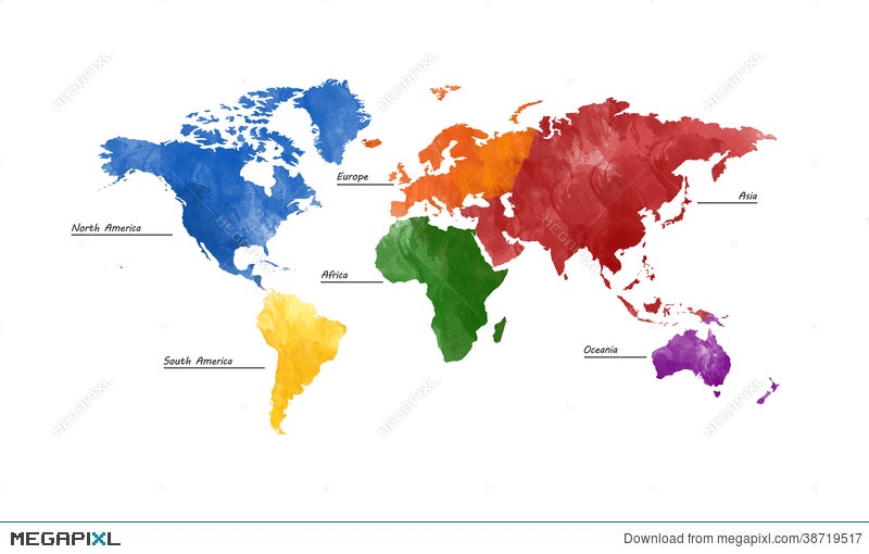 Map Of 5 Continents World Map,Five Continents Illustration 38719517 - Megapixl