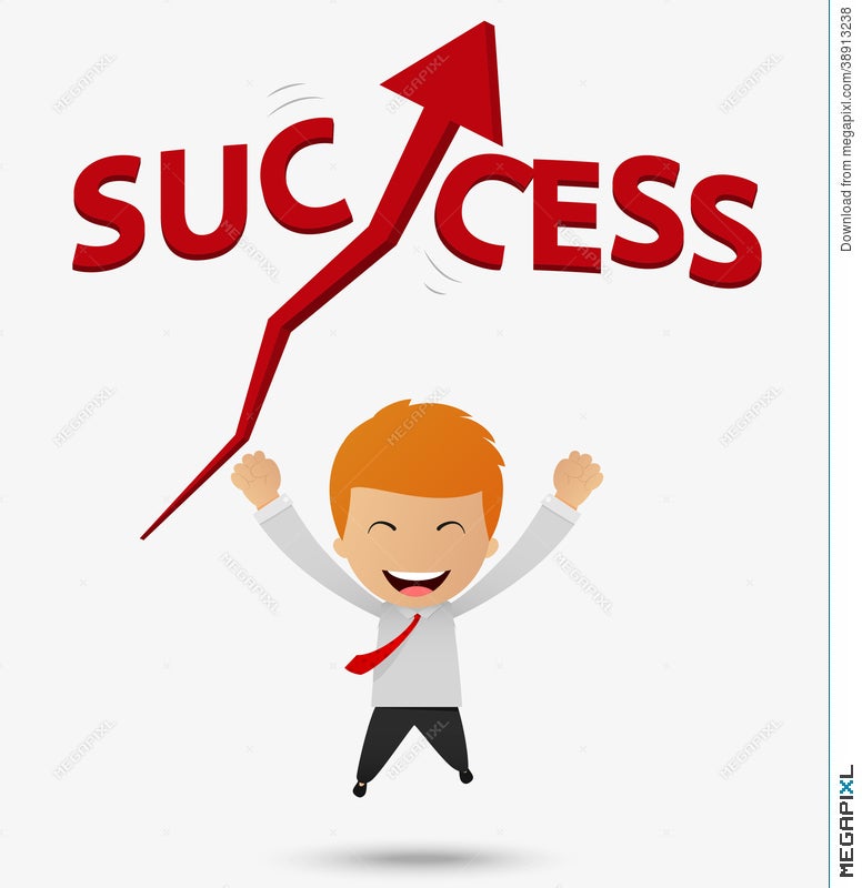 Happy Businessman Get Success Cartoon Illustration 38913238 - Megapixl